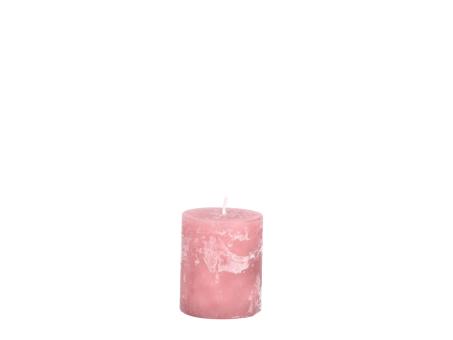 Edelkerze Rustika durchgefärbt H70 D60 rosa ca. 24Std Brenndauer  
