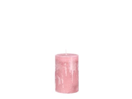 Edelkerze Rustika durchgefärbt H90 D60 rosa ca. 30Std Brenndauer D6 H9cm