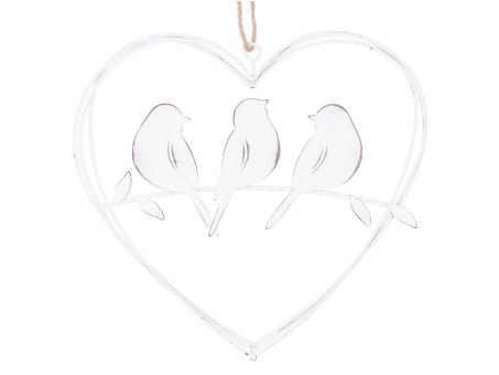 Herz Blech m Vogelgruppe z Hängen D18cm