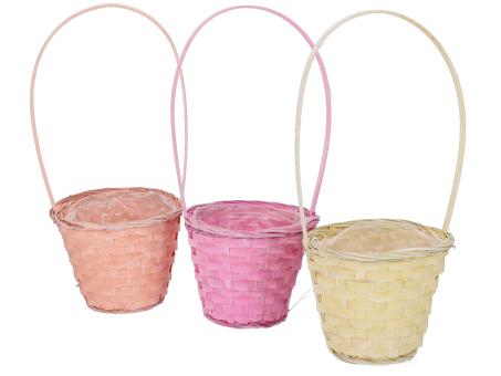 Pflanzkorb Loop Bambus 3fb gelb-or-pink sort D16 H13 L36cm
