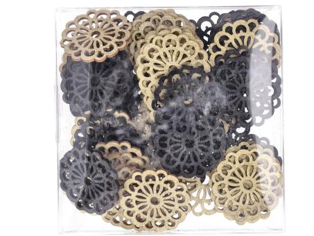 Ornament Holz Box 72 St Farbmix schwarz gold D4cm