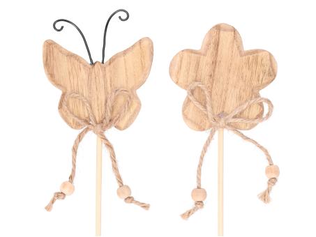 Stecker Blüte/Schmetterling Holz 2Mod B8 T1,2 H28cm