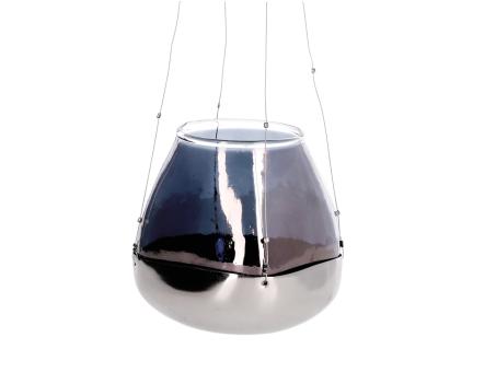 Hänger Glas i Messingschale Draht-Drops  D10 H9,5 L40cm