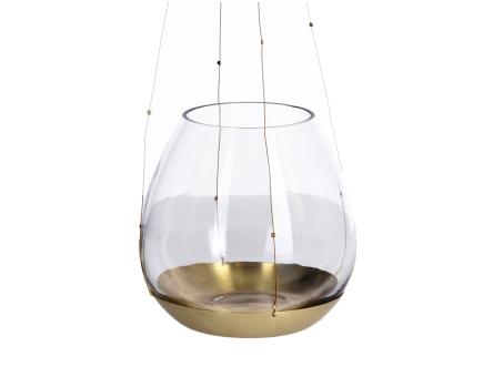 Hänger Glas i Messingschale Draht-Drops  D13 H13 L45cm