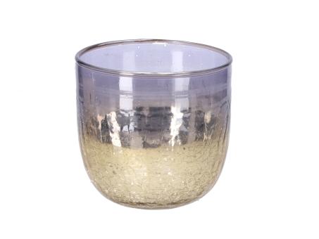 Glas halfecrack 2tone gold-blue  D13 H13cm
