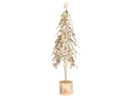 Tannenbaum Blech Blatt-Beere auf Holzsockel  D15 H56cm (Base D8,5cm)