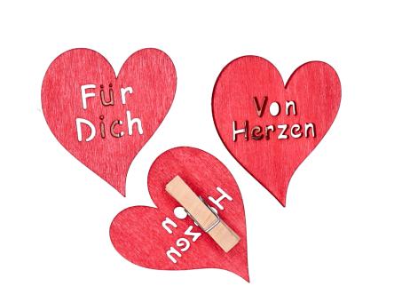 Spruchherz a Holzklammer 2Mod  Für Dich - Von Herzen 6CM
