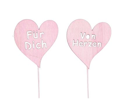 Stecker Spruchherz Holz 2Mod Für Dich - Von Herzen D6cm