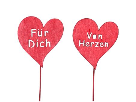 Stecker Spruchherz Holz 2Mod Für Dich - Von Herzen D6cm