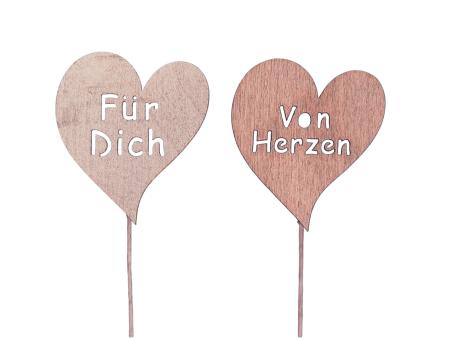 Stecker Spruchherz Holz 2Mod Für Dich - Von Herzen D6cm