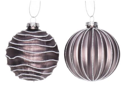 Weihnachtskugel Glas Pivot 2Mod Linie Eisglitter  D8cm