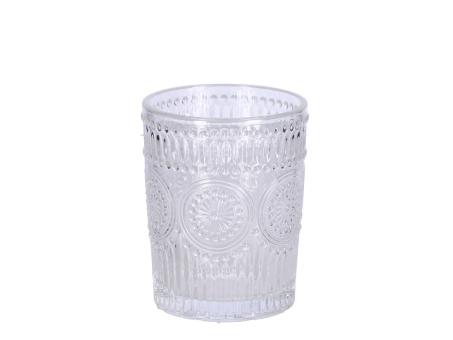 Becher Glas Ornament Rosette  D8 H10cm