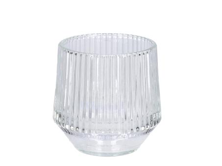 Teelichtglas Heavy Rille dickwandig  D8, H8cm