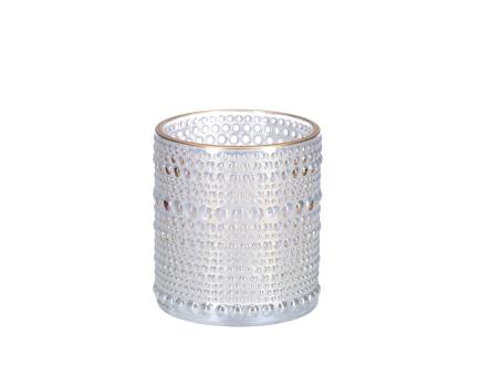 Teelichtglas Pearl lyster m Goldrand  D7 H8cm