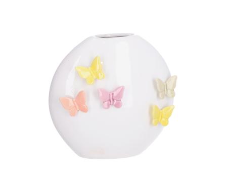 Vase Diskuss Butterfly Porzellan glasiert weiss-4fbg  B17,7 T8,7 H17cm