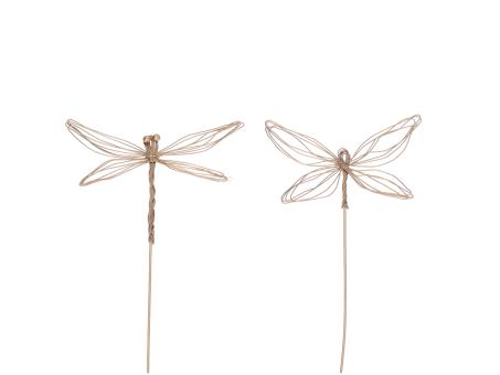 Sortiment Libelle-Schmetterling Draht filigran z Stecken B10 L25cm
