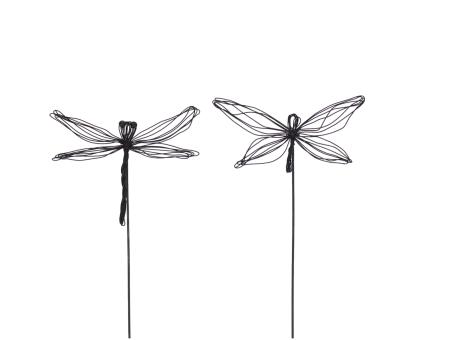 Sortiment Libelle-Schmetterling Draht filigran z Stecken 