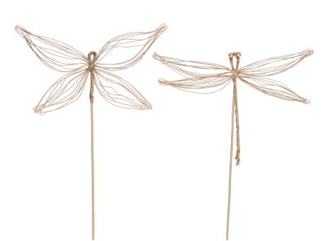 Sortiment Libelle-Schmetterling Draht filigran z Stecken B16 L74cm