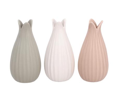Tischvase Lotos Dolomite Keramik 3fb weiss-salbei-coffee mattglasur sortiert D6,5 H13,5cm