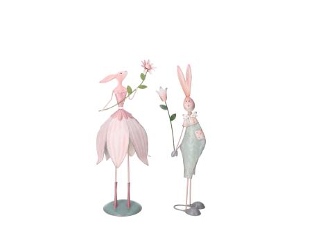 Hase Blech 2Mod Junge-Mädchen stehend 