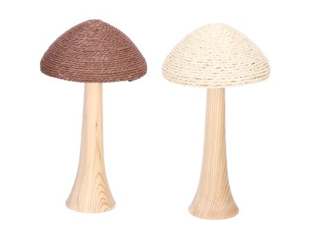 Pilz Holz Kappe Sisalkordel 2FB natur-braun sort
 D9,5 H18cm