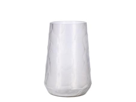 Glas Vase Rille Handcut geschliffen 