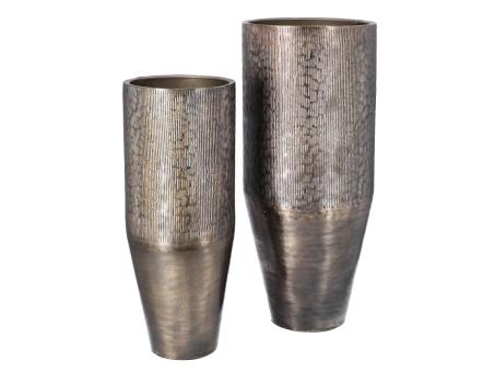Vase Alu Rille Set2 D35/43 H85,5/105cm