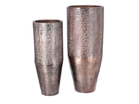 Vase Alu Rille Set2 D35/43 H85,5/105cm