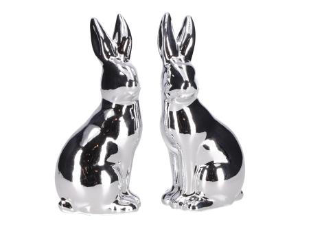 Hase Porzellan glasiert 2Mod sitzend D6,5 H13,5cm