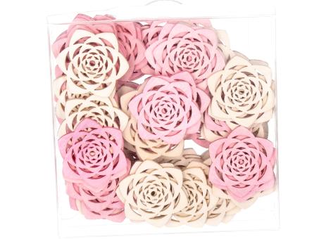 Streusortiment Rose 3D 2fb weiss-rosa sort Box 72ST D4cm