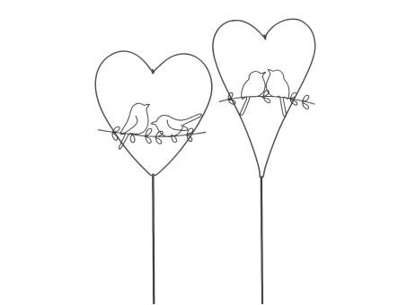 Stecker Draht Herz m Vögeln 2Mod D10/12 L60cm