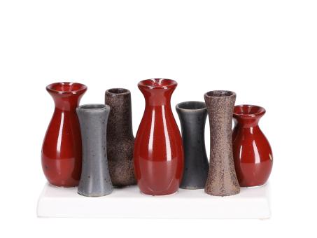 Kombinationsvase Keramik x7 bordo-braun-grau 