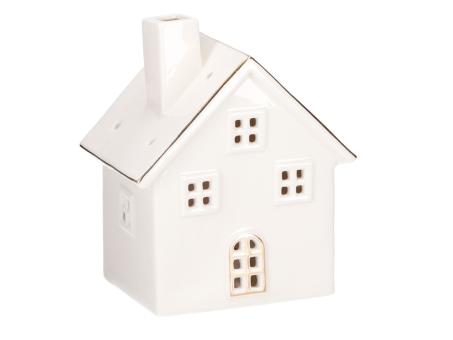 Haus Porzellan classic beleuchtet  glasiert goldline B11,2 T7 H14cm
