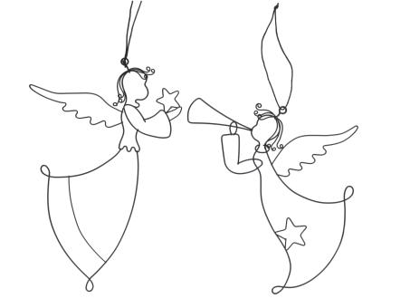 Engel Draht 2Mod Trompete-Stern Metall z Hängen 2Mod B16-17 H21-24cm