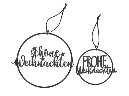 Hänger Spruch Metall 2Mod Frohe Weihnachten - Schöne Weihnachten D8-15cm