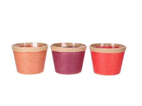 Topf Papierkordel m Inlay 3Fb sort D10,/14,5 H11cm