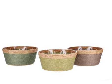 Schale Papierkordel m Inlay 3Fb sort D16/20 H10cm