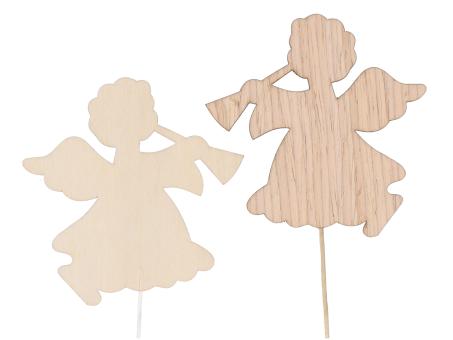 Stecker Engel Holz Lasercut 2fb natur D8 L30cm