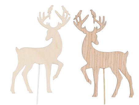 Stecker Hirsch Holz Lasercut 2fb natur D8 L30cm