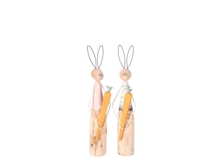 Osterhase m Karotte z Stellen Holz 2Mod B8 L9 H39 cm