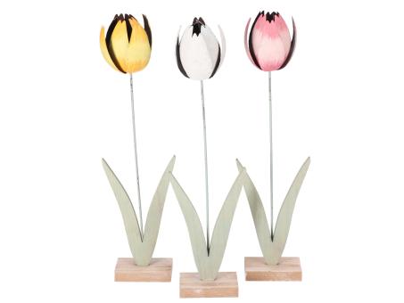 Tulpen z Stellen Metall 3Fb sortiert B5 L10,5 H38 cm