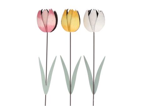 Tulpen z Stecken Metall 3Fb sortiert B6 L8 H59 cm