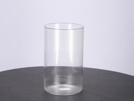 Glas Zylinder Struktur Rille hotcut D10 H16,5cm