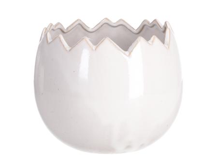 Topf Pflanzei aufgebrochen Porzellan glasiert B14,8 T14,7 H12cm