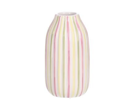 Vase m bunten Streifen Porzellan glasiert D7 H14cm