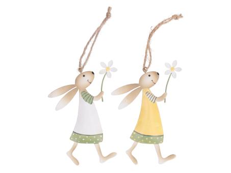 Hänger Hase Blech m Margerite 2Mod B8 T0,5 H11cm