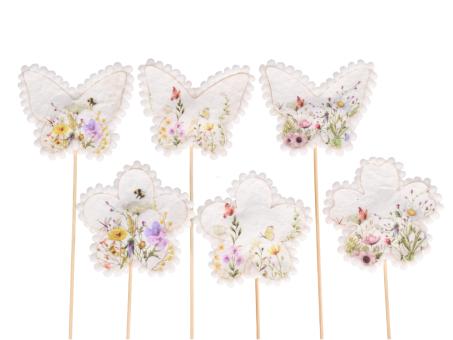 Sortiment Stecker Blüte-Schmetterling Schöpfpapier Print Wiese D8 L30cm