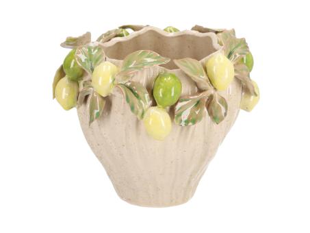 Topf m Zitrone/Limette Keramik glasiert D19,5 H15,5cm