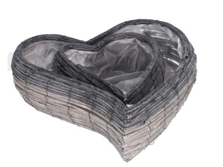 Pflanzherz geschwungen Spaltweide 2tone Set2 B22/40 L30/45 H14cm