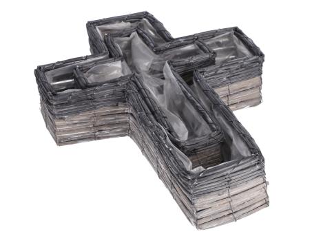 Pflanzkreuz Spaltweide 2tone Set2 B21/32 L34/47 H7/9cm